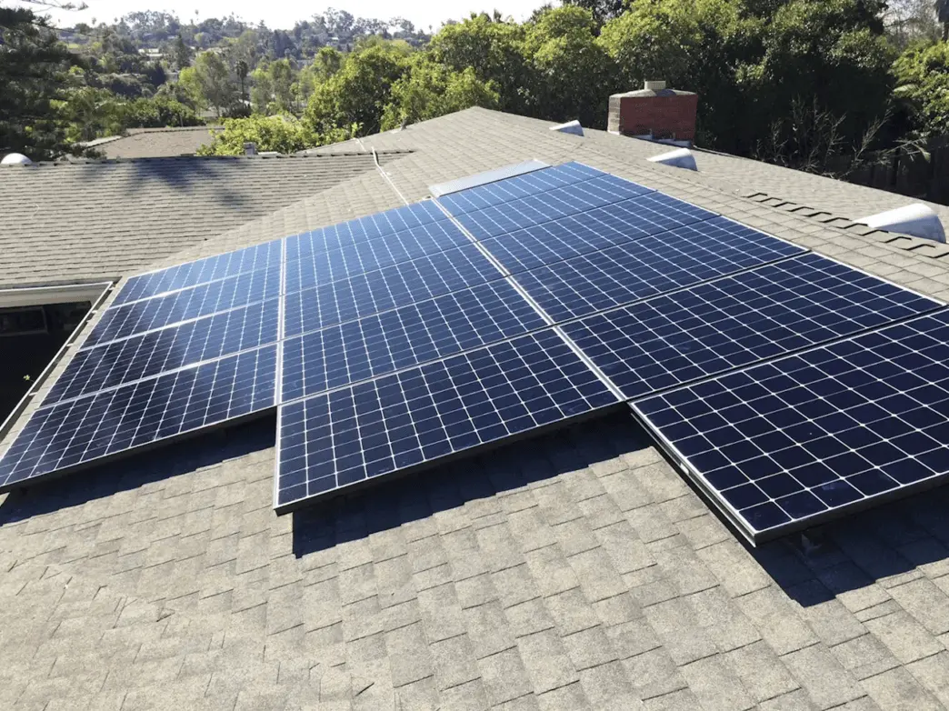 Multi-section solar installation on a residential roof