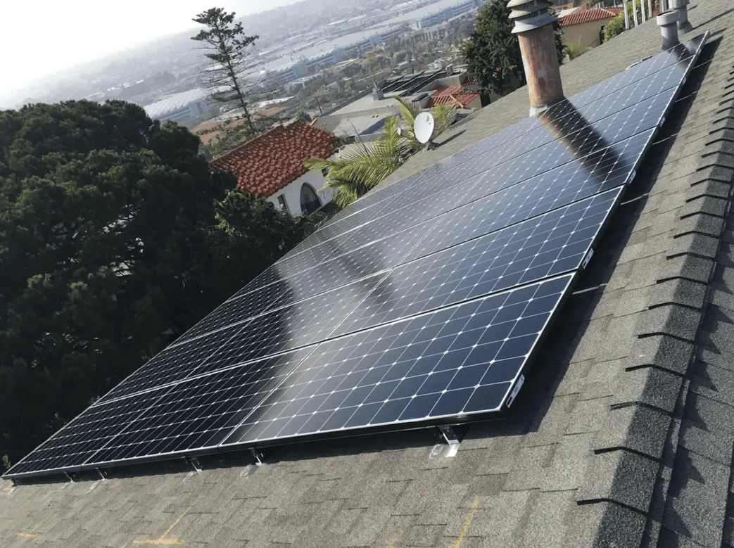 Solar array installed on a coastal San Diego home