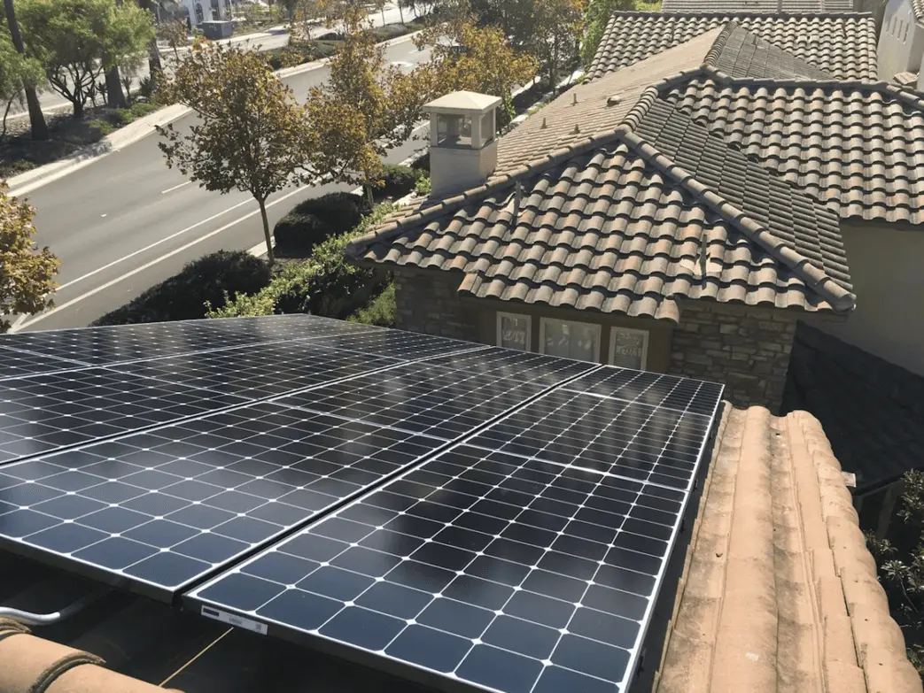 Solar panels on a tile roof in San Diego